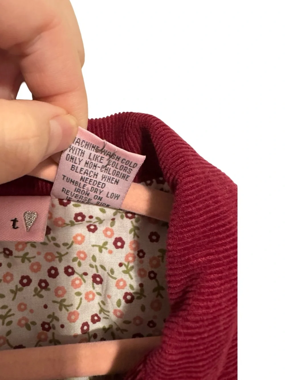Y2K Sweet Maroon Corduroy Embroidered Floral Jacket Girls Size 3T